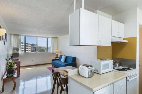 A kitchenette or kitchen in a small apartment.